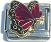 January Flying Butterfly Birthstone - Garnet 9mm Italian Charm